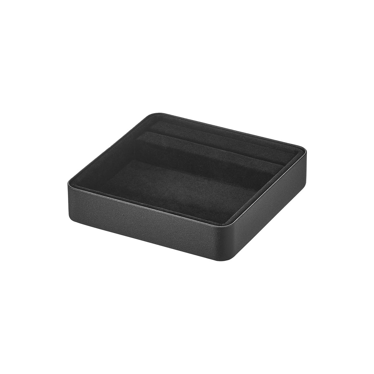 Yamazaki Tower Jewellery Tray with Ring Groove S, Small Soft-Lined Steel Tray for Rings and Jewellery, 13 x 13 x 2.9 cm and 320 g, White or Black