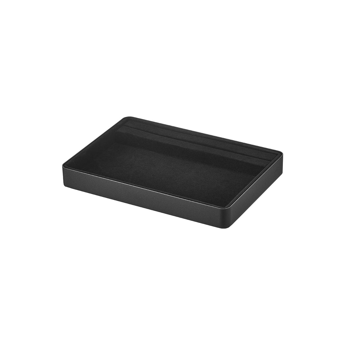 Yamazaki Tower Jewellery Tray with Ring Groove L, Soft-Lined Steel Tray for Rings, Jewellery and Watches, 23 x 16 x 2.9 cm and 605 g, White or Black