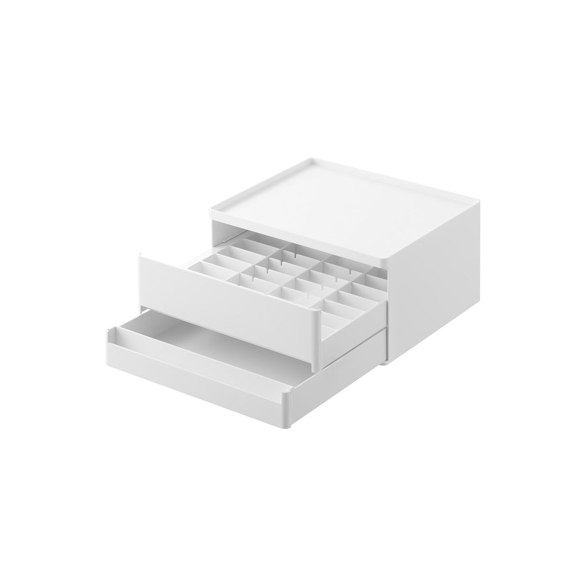 Yamazaki Tower Medicine Storage Box, Two-Drawer Organiser with 3 Dividers for Daily Medicines and Supplements, 24.9 x 21 x 12.6 cm and 1075 g, White or Black