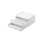 Yamazaki Tower Medicine Storage Box, Two-Drawer Organiser with 3 Dividers for Daily Medicines and Supplements, 24.9 x 21 x 12.6 cm and 1075 g, White or Black