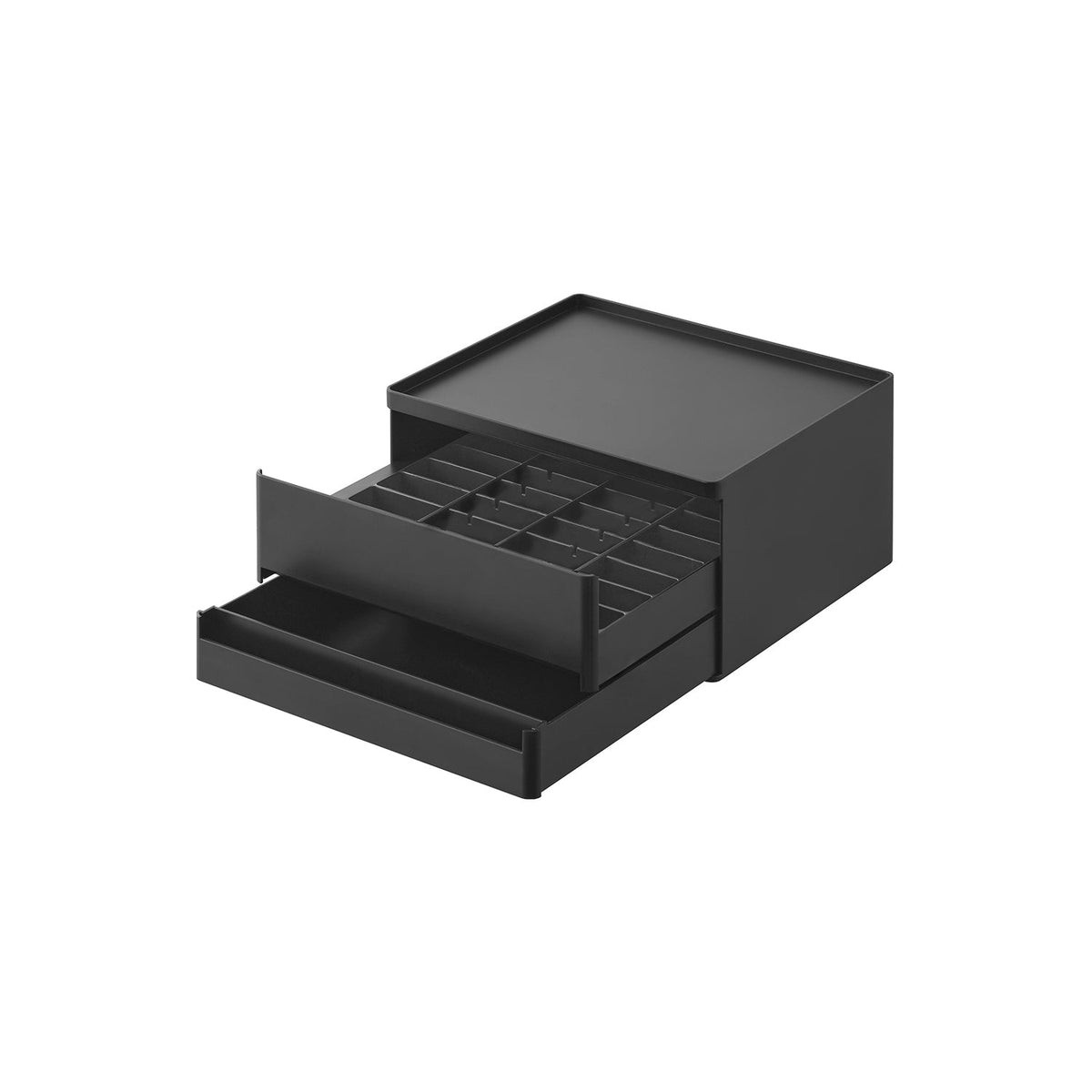 Yamazaki Tower Medicine Storage Box, Two-Drawer Organiser with 3 Dividers for Daily Medicines and Supplements, 24.9 x 21 x 12.6 cm and 1075 g, White or Black