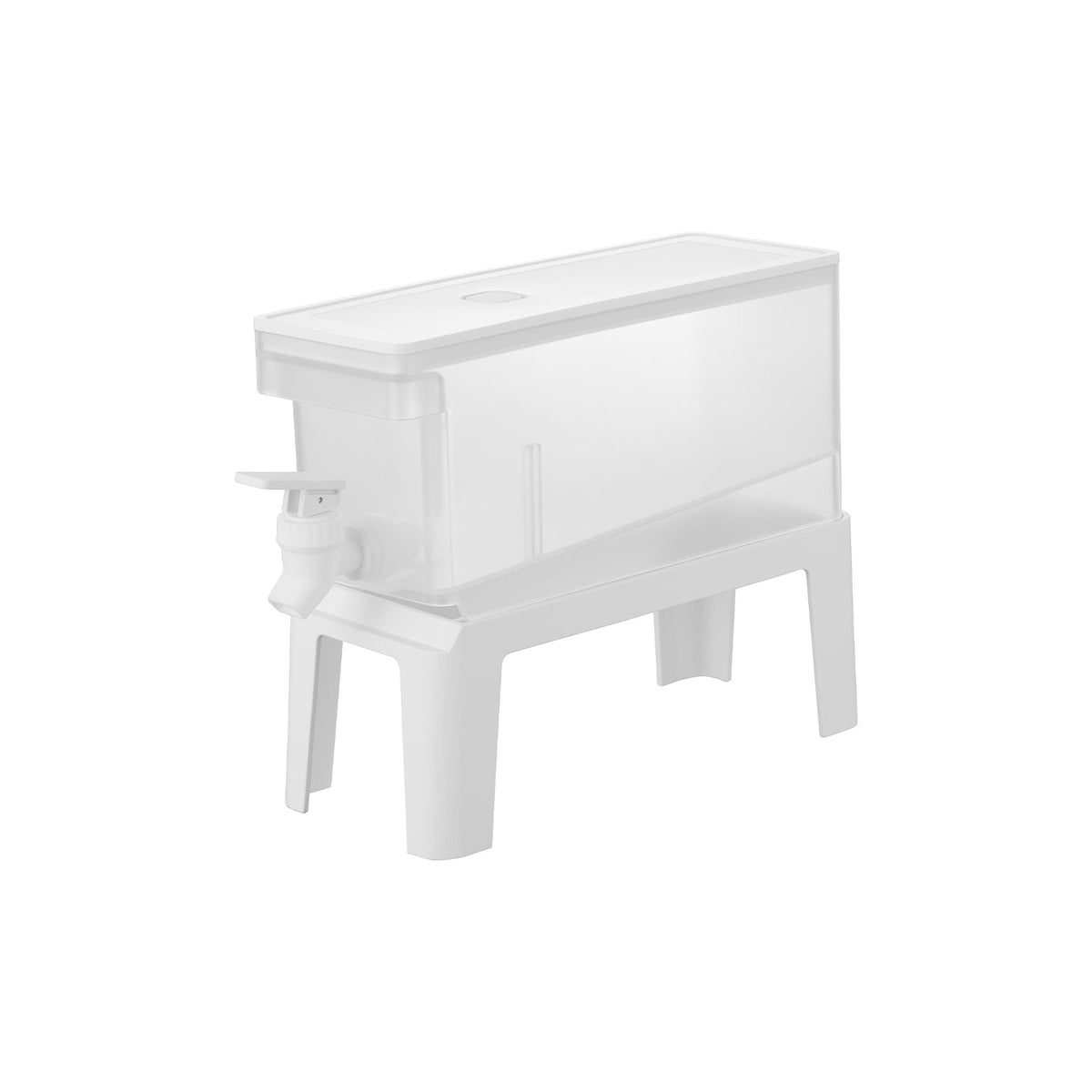Yamazaki Tower Fridge Drink Server 1.8 L with Stand, Low 1.8 L Fridge Drink Server with a Stand that Pours on the Counter, 10 x 31.5 x 12.5 cm; with the stand open 10.6 x 32 x 21.5 cm and 605 g, White or Black