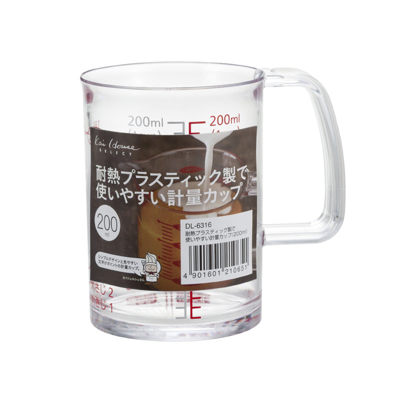 KAI Heat-Resistant Plastic Measuring Cup 200ml, Heat-Resistant Plastic Measuring Cup 200ml 92 x 65 x 90 mm, 57 g, Made in Japan, 9.2 x 6.5 x 9 cm and 57 g, Standard