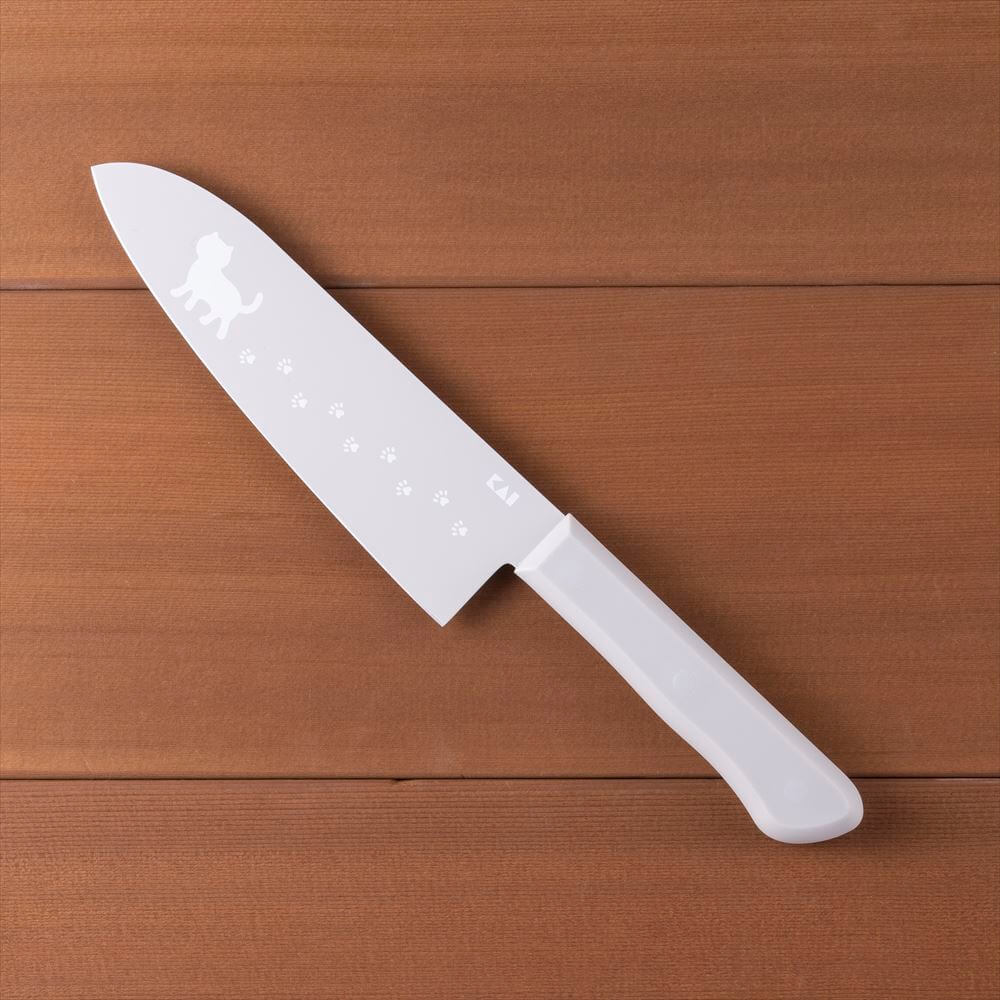 KAI Nyammy Cat Santoku Knife 165 mm, Warm Gray