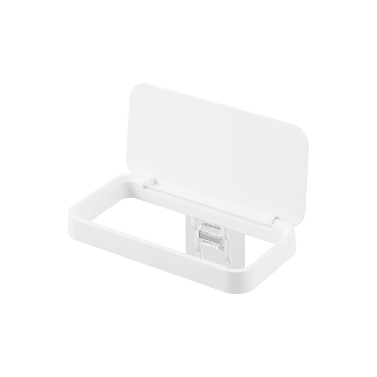 Yamazaki Tower Film-Hook Poly Bag Holder with Lid, Lidded Holder on a Film Hook that Hangs a Poly Bag Beside the Cutting Board so You Can Slide Scraps In, Lid Hides the Waste, 18 x 10 x 7.5 cm and 210 g, White or Black