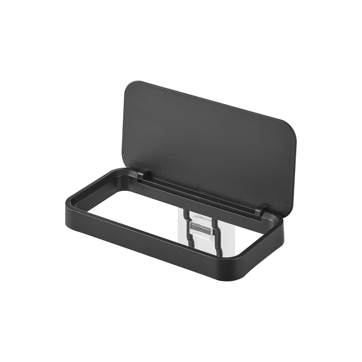 Yamazaki Tower Film-Hook Poly Bag Holder with Lid, Lidded Holder on a Film Hook that Hangs a Poly Bag Beside the Cutting Board so You Can Slide Scraps In, Lid Hides the Waste, 18 x 10 x 7.5 cm and 210 g, White or Black