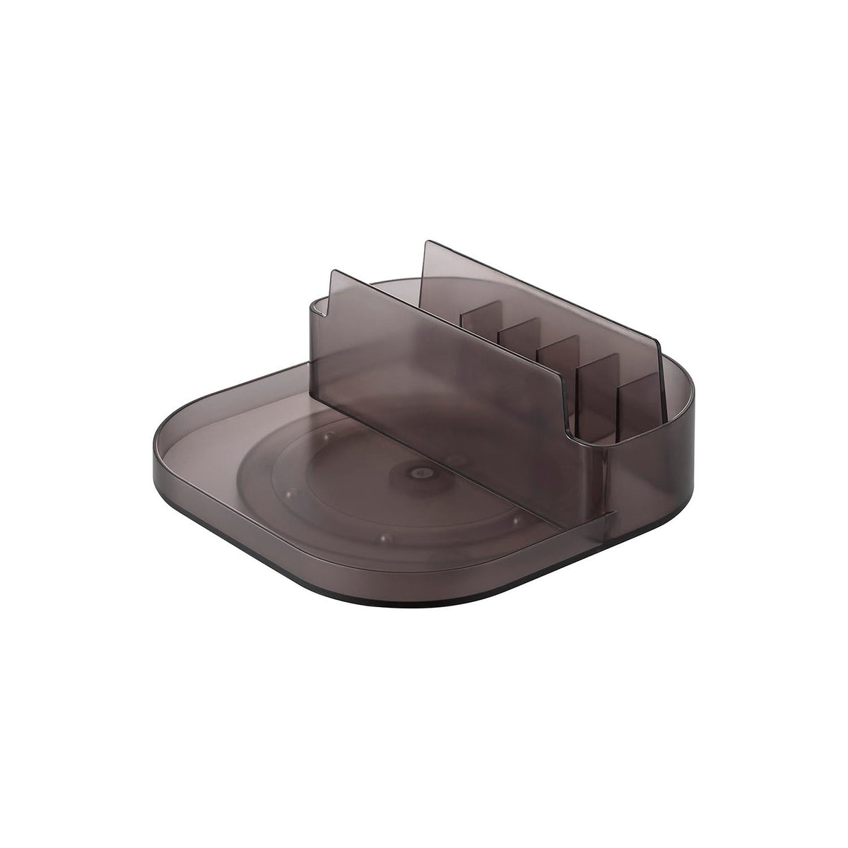 Yamazaki Tower Fridge Rotating Tray with Dividers, Square, Square Tray With Dividers That Turns 360 Degrees on a Fridge Shelf and Stands Small Tubes and Packs Upright, Non-Slip Base, 20 x 20 x 8.3 cm and 335 g, White or Black