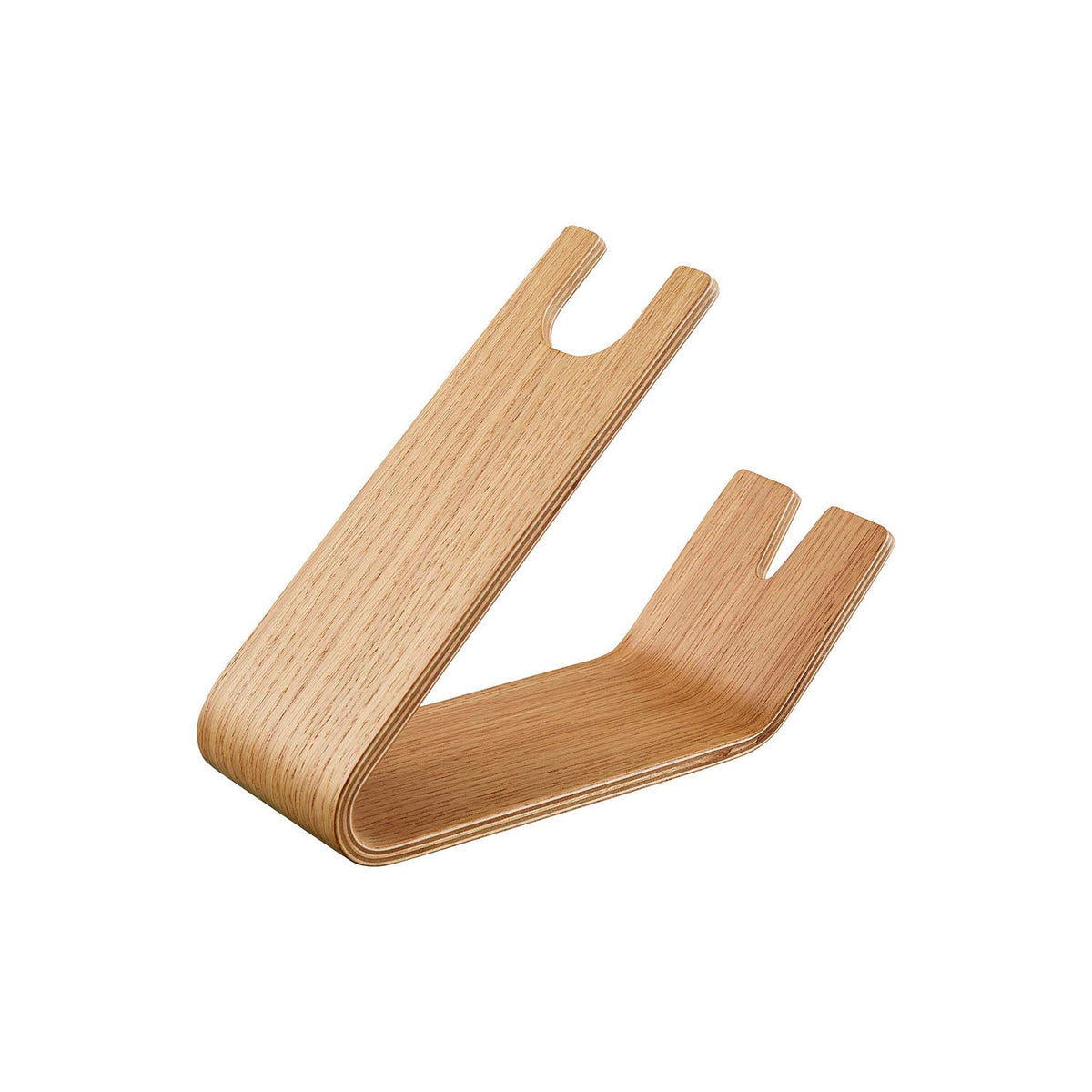 Yamazaki Rin Hair Dryer and Hair Iron Stand, Curved Natural Wood Stand for a Hair Dryer and Hair Iron on a Vanity, 8.5 x 21.7 x 17.1 cm and 180 g, Brown or Natural