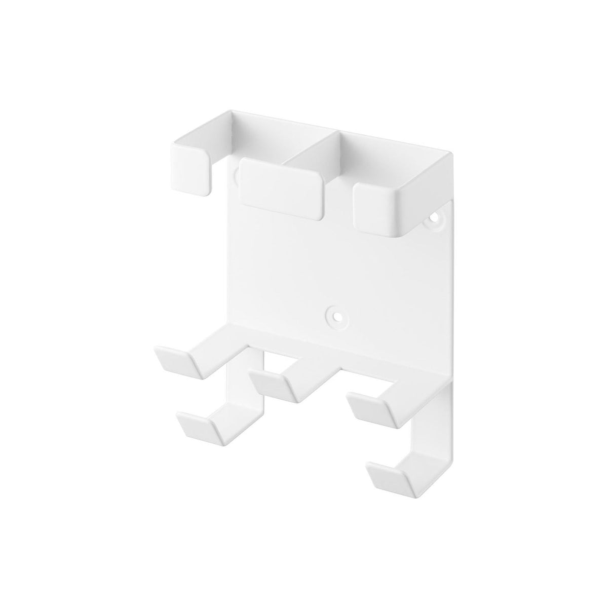 Yamazaki Tower Wall-Mounted Double Hair Iron Holder, Wall Holder With Two Slots for a Straight Iron and a Curling Iron, Cord Slit and Cord Hooks, Holds 1 kg Per Slot, 10.8 x 6 x 13.7 cm and 280 g, White or Black