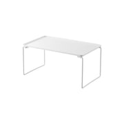 Yamazaki Tower Folding Stackable Shelf, Medium, Medium Steel Shelf for Under the Sink that Folds Flat and Stacks, Holds 4 kg, In use 40.9 x 24 x 19 cm; folded 40 x 24 x 4.2 cm and 1300 g, White or Black