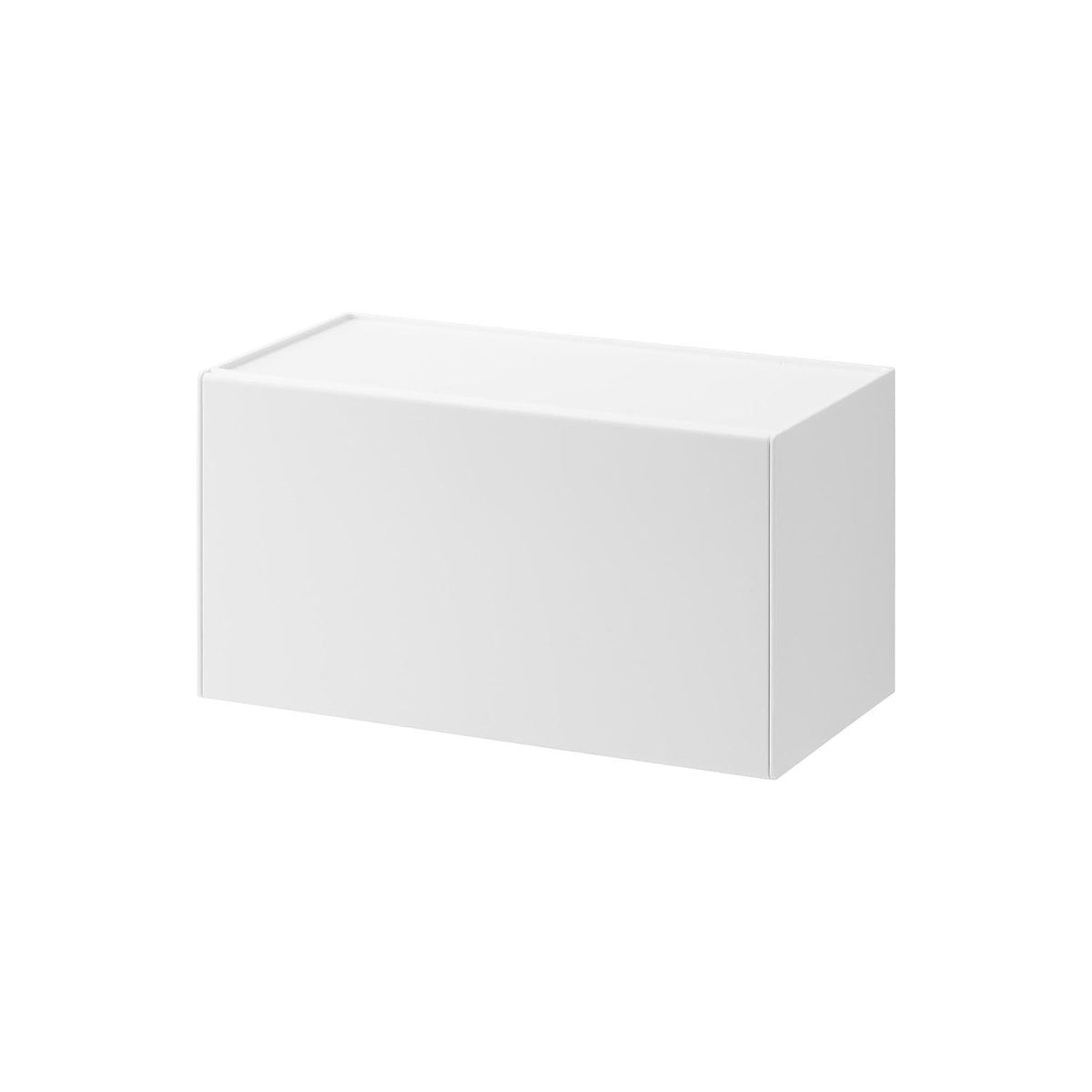 Yamazaki Tower Film-Hook Paper Towel Dispenser, Wall-Stuck Dispenser for Paper Towels or Tissue with a Wide Lid and a Tray on Top, 26 x 13.6 x 13.6 cm; 26.3 cm high with the lid open and 625 g, White or Black