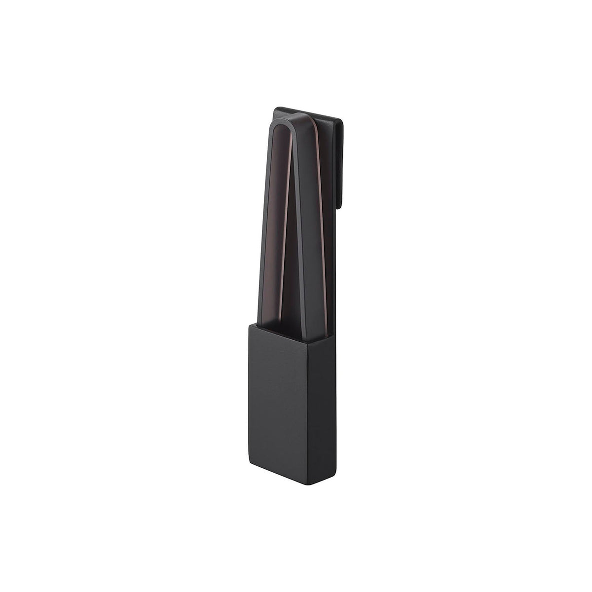 Yamazaki Tower Face Mask Tongs with Holder, Long Tongs with a Holder That Clips on a Face Mask Pouch Zipper so You Take Out a Sheet Without Touching It, Tips Stay Off the Counter, Holder 3.5 x 2 x 15 cm; tongs 3 x 1.2 x 14.8 cm and 40 g, White or Black