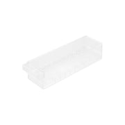 Yamazaki Tower Fridge Egg Case with Lid, 14 Eggs, Lidded Fridge Case for 14 Eggs with a Clear Slide-Open Lid that Shows What Is Left, Uses the Back of the Fridge, Protects from Cracks and Odours, 37.5 x 11 x 8.6 cm and 530 g, White or Black