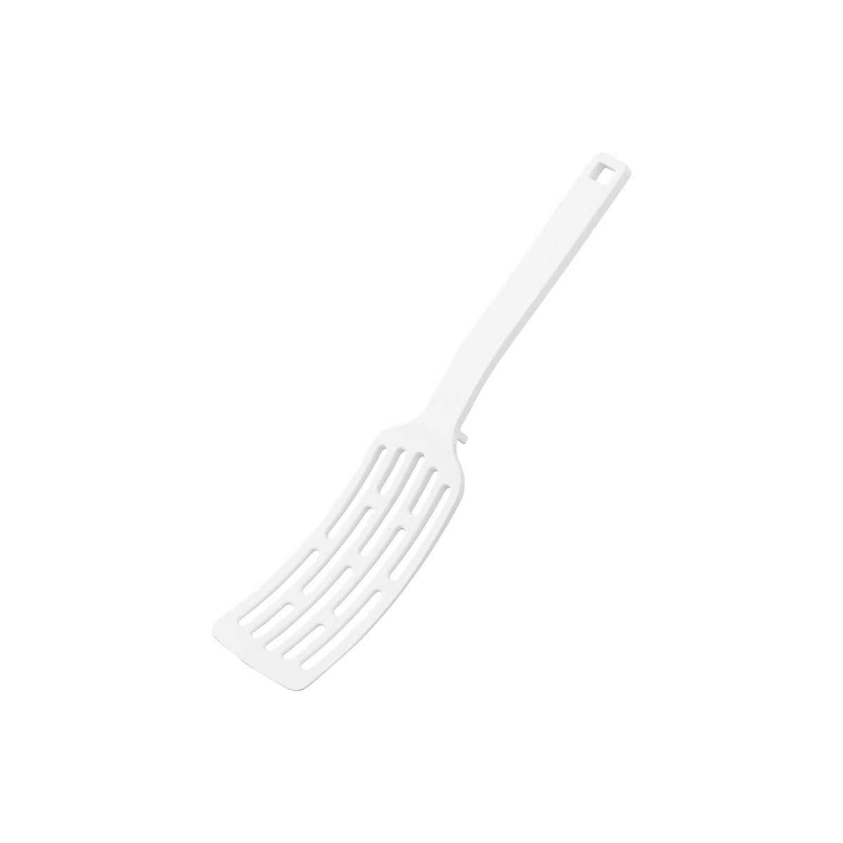 Yamazaki Tower Silicone-Handle Long Turner S, Compact Flexible Turner That Lifts and Turns Fish and Small Foods Whole Without Scratching Pans, Silicone Handle, Heat Resistant to 250 C, 5 x 4 x 24 cm and 25 g, White or Black