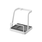 Yamazaki Tower Ladle and Pot Lid Stand L, Steel Stand With a Drip Tray for a Ladle, Pot Lid and Cooking Chopsticks in One Place While You Cook, Tray Dishwasher Safe, 14 x 12.3 x 15.2 cm and 495 g, White or Black
