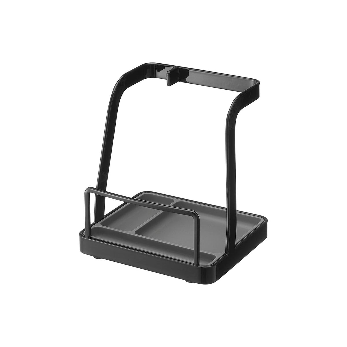 Yamazaki Tower Ladle and Pot Lid Stand L, Steel Stand With a Drip Tray for a Ladle, Pot Lid and Cooking Chopsticks in One Place While You Cook, Tray Dishwasher Safe, 14 x 12.3 x 15.2 cm and 495 g, White or Black