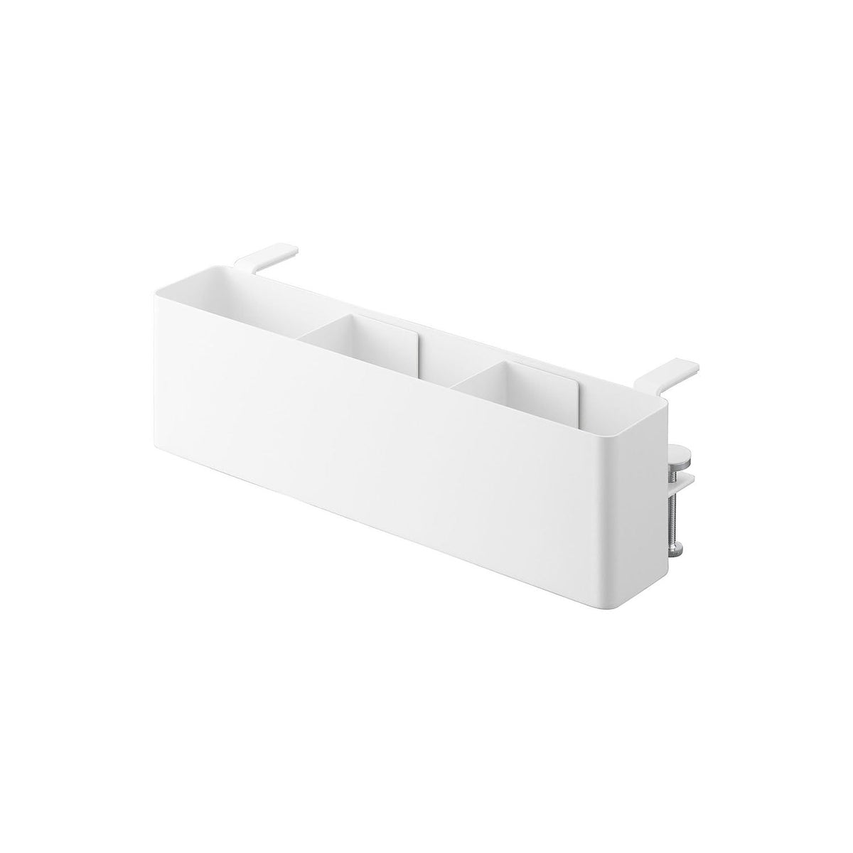 Yamazaki Tower Side-of-Table Remote Control Rack, Long Steel Rack That Clamps to the Side of a Table With One Screw and Gathers Remotes and Small Items Off the Surface, Charge Game Controllers Docked, Holds 5 kg, 30 x 10 x 9.5 cm and 895 g, White or Black
