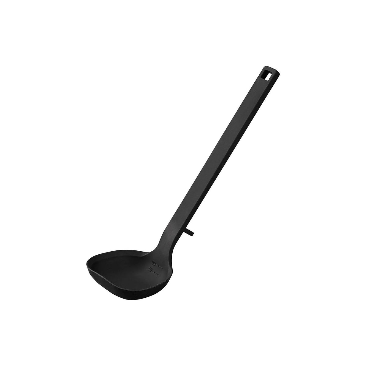 Yamazaki Tower Silicone Ladle S, Compact 23.5 cm Silicone Ladle With a 30 mL Scoop That Rests With Its Tip Lifted and Fits Pots and Pans Well, Heat Safe to 220 C, Dishwasher Safe, 7 x 6.5 x 23.5 cm and 50 g, White or Black