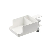 Yamazaki Tower Side-of-Table Smartphone and Cup Holder, Side-of-Table Holder That Clamps On With One Screw and Holds a Cup and a Charging Phone, Fits Tops 1.2 to 4 cm Thick, Holds 1.5 kg, 9 x 16.5 x 8.2 cm and 380 g, White or Black
