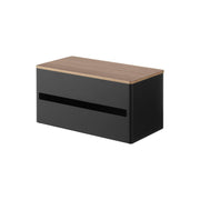 Yamazaki Rin One-Hand Cut Hidden Kitchen Paper Holder L, Paper Holder With a Wood Lid That Hides the Roll and Cuts With One Hand, Heavy Steel Stays Put, Rolls Up to 15 cm Across, 31.2 x 16.2 x 17 cm and 2200 g, Brown or Natural