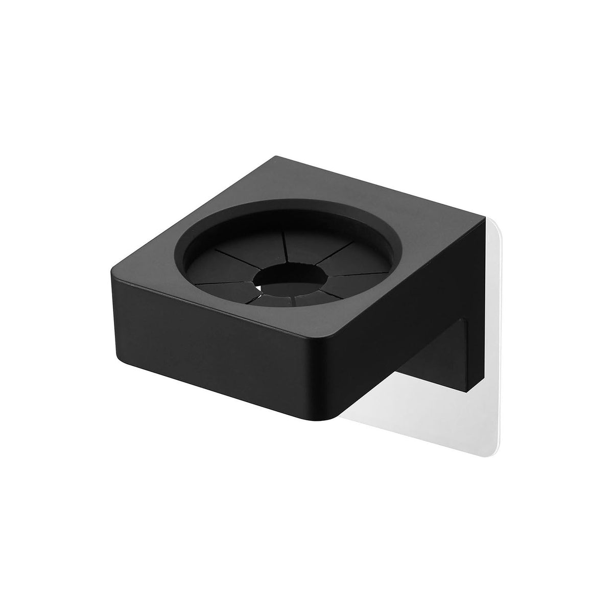 Yamazaki Tower Film-Hook Sanitary Holder, Small Holder That Sticks to a Glossy Washroom Wall by Film Hook and Floats Hair Irons and Small Items, Slide In From Above or Below, Holds 300 g, 5.4 x 6.2 x 4.5 cm and 40 g, White or Black