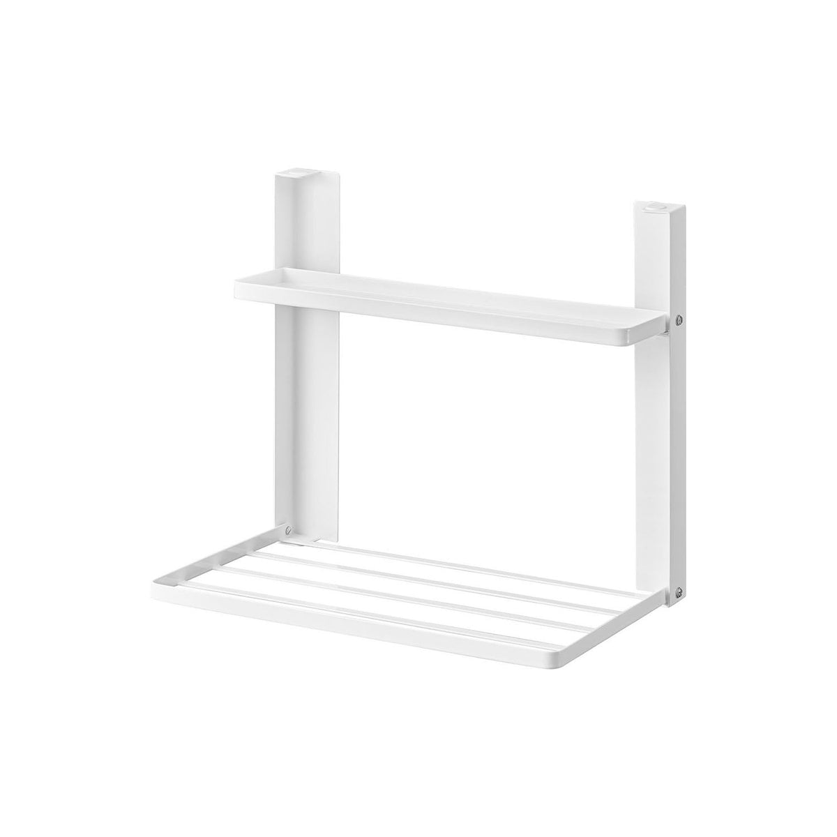 Yamazaki Tower Magnetic Folding Shelf for Beside a Washing Machine 2 Tiers, Two-Tier Shelf That Sticks to a Washing Machine Side by Magnet and Folds Flat to 4 cm Deep, Holds 1.5 kg, 41 x 26 x 36.5 cm and 2000 g, White or Black
