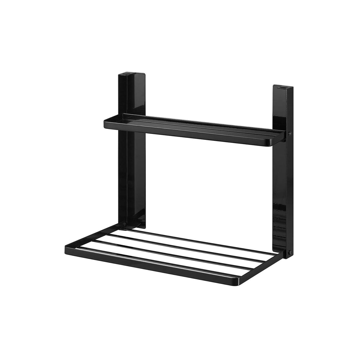 Yamazaki Tower Magnetic Folding Shelf for Beside a Washing Machine 2 Tiers, Two-Tier Shelf That Sticks to a Washing Machine Side by Magnet and Folds Flat to 4 cm Deep, Holds 1.5 kg, 41 x 26 x 36.5 cm and 2000 g, White or Black