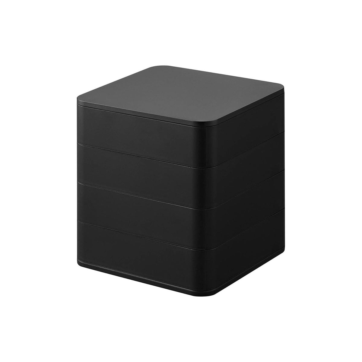 Yamazaki Tower Accessory Tray 4 Tiers Square, Square Four-Tier Rotating Tray That Sorts Daily Accessories, Watches and Cosmetics and Swings Open to Reach Each Tier, Felt Mat Protects, 9 cm Square, 9 x 9 x 10 cm and 190 g, White or Black