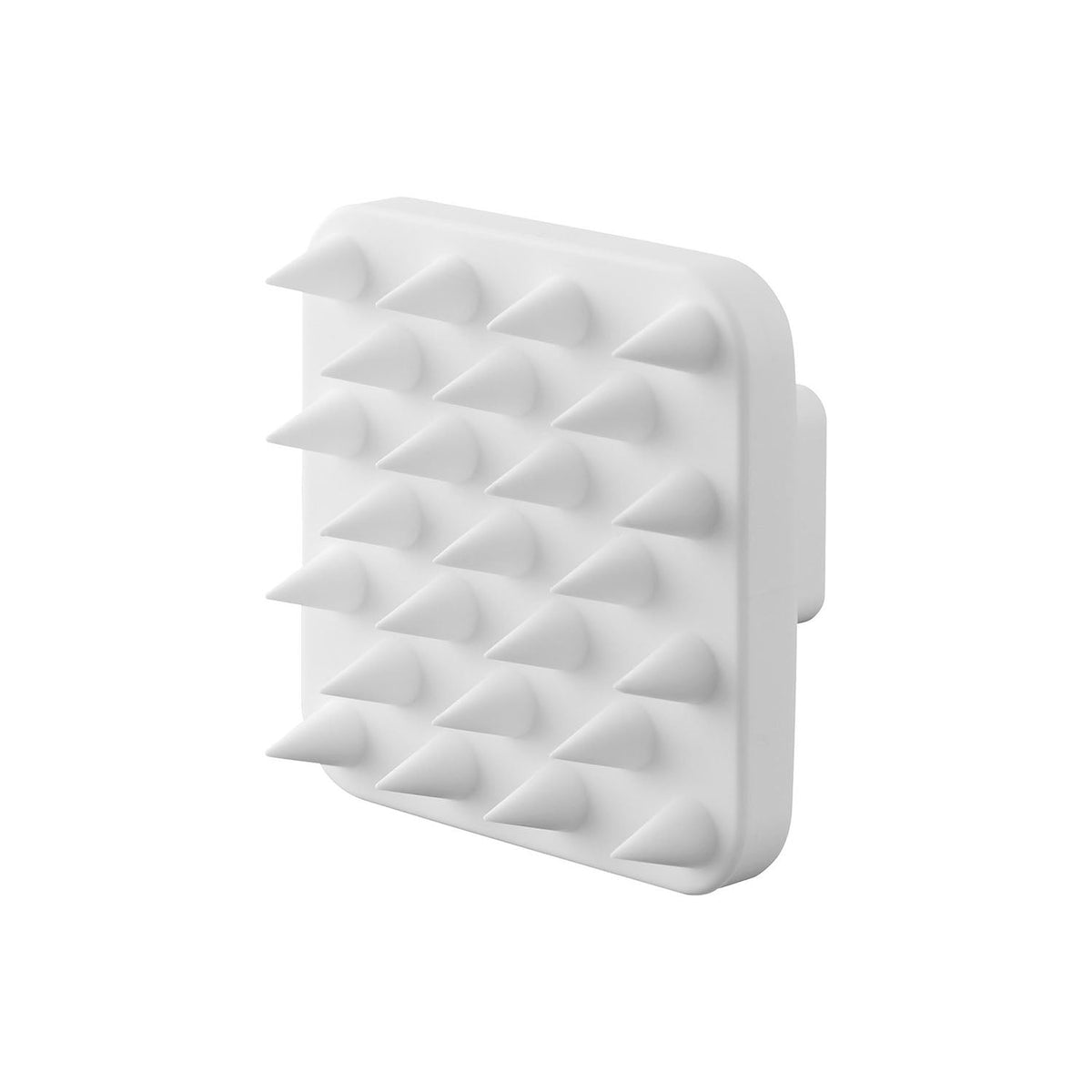 Yamazaki Tower Magnetic Scalp Massage Brush with Handle Soft, Holder That Sticks to a Steel Bathroom Wall by Magnet and Drains Water So Slime Stays Away, Holds silicone body, 7 x 7 x 5 cm and 90 g, White or Black