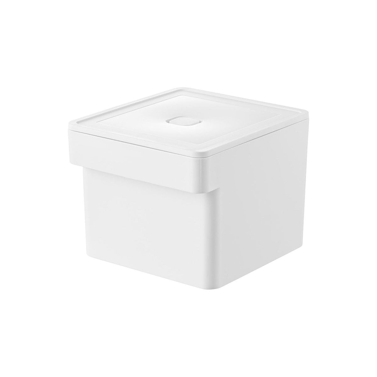 Yamazaki Tower Airtight Container with Colander, Microwave and Dishwasher Safe, Airtight Container 1.5 L with a Colander Insert for Washing and Storing Vegetables, Push-Valve Lid, Microwave Safe, 13.6 x 15.1 x 11 cm and 350 g, White or Black