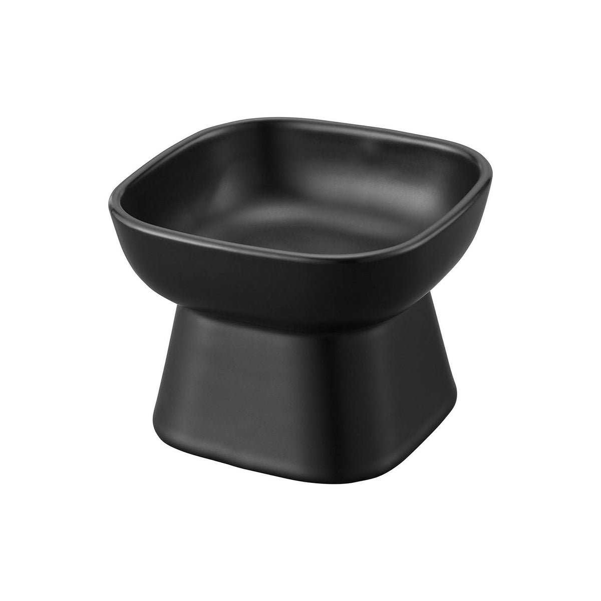 Yamazaki Nooks Easy-Eating Ceramic Pet Food Bowl H8, Raised 8 cm Ceramic Pet Bowl That Eases the Strain on the Neck and Back at Meals and Is Easy to Wash, 200 mL, Dishwasher and Microwave Safe, 11 x 11 x 8 cm and 365 g, White or Black