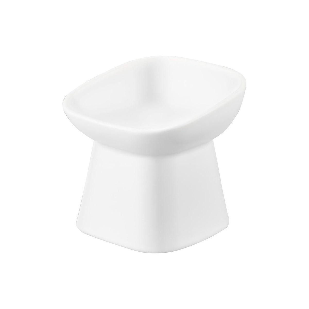 Yamazaki Nooks Easy-Eating Ceramic Pet Food Bowl Slanted H11.5, Slanted 11.5 cm Ceramic Pet Bowl That Eases the Strain on the Neck and Back at Meals and Is Easy to Wash, 200 mL, Dishwasher and Microwave Safe, 12 x 12 x 11.5 cm and 515 g, White or Black