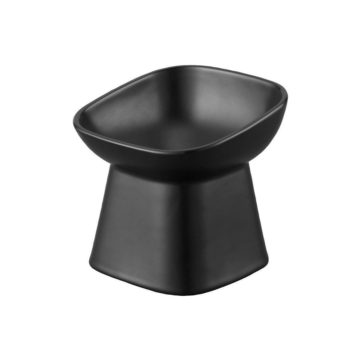 Yamazaki Nooks Easy-Eating Ceramic Pet Food Bowl Slanted H11.5, Slanted 11.5 cm Ceramic Pet Bowl That Eases the Strain on the Neck and Back at Meals and Is Easy to Wash, 200 mL, Dishwasher and Microwave Safe, 12 x 12 x 11.5 cm and 515 g, White or Black