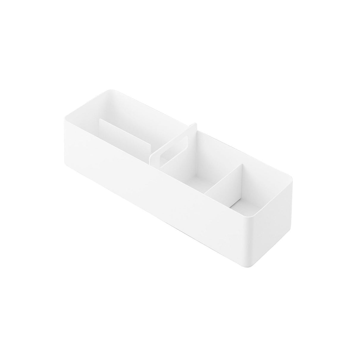 Yamazaki Tower Slim Storage Box with Handle, Slim Steel Box With a Carry Handle and Two Magnetic Dividers You Move Freely to Sort Medicine, Make-Up and Small Items, Easy to Carry Around, 32 x 10 x 9.6 cm and 865 g, White or Black
