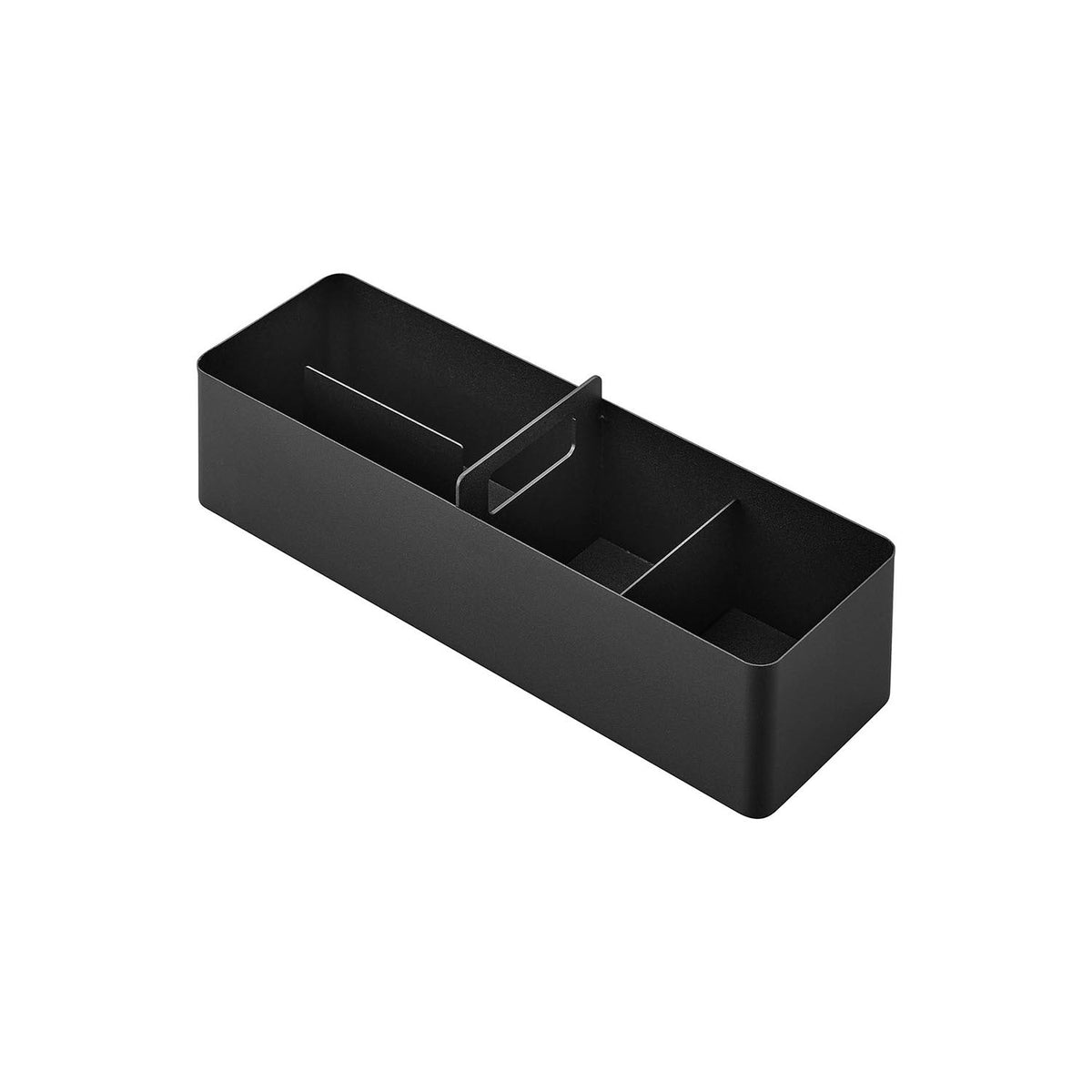 Yamazaki Tower Slim Storage Box with Handle, Slim Steel Box With a Carry Handle and Two Magnetic Dividers You Move Freely to Sort Medicine, Make-Up and Small Items, Easy to Carry Around, 32 x 10 x 9.6 cm and 865 g, White or Black