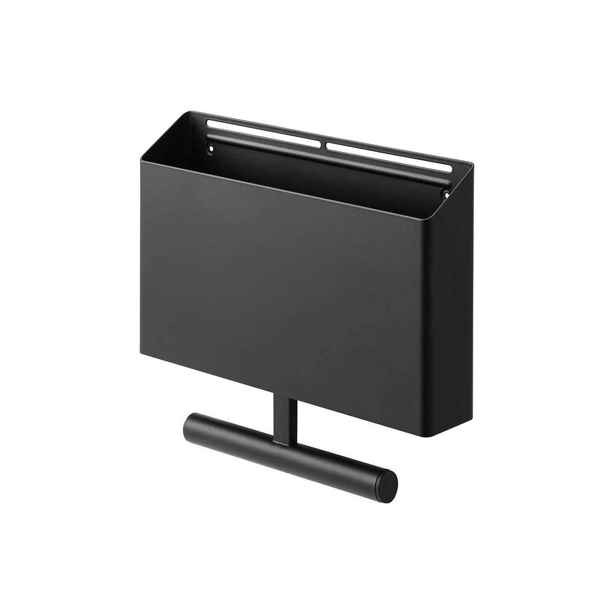 Yamazaki Tower Wall File Box and Bag Hanger, Wall Unit That Combines a File Box and a School Bag Hanger and Floats Study Goods and a Backpack Off the Floor, Hanger Holds 5 kg, 32 x 6.3 x 27.4 cm and 2000 g, White or Black