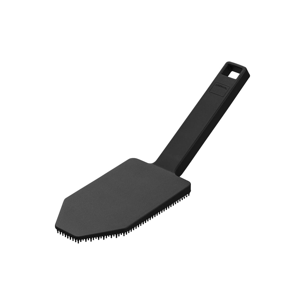 Yamazaki Tower Magnetic Silicone Sponge with Handle, Handled Silicone Scrubber for Pre-Washing That Sticks to a Steel Wall by Magnet, Fine Bristles Reach Into Colander Holes, Dishwasher Safe, Heat Safe to 240 C, 6 x 19.5 x 6.5 cm and 70 g, White or Black