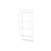 Yamazaki Tower Wall Tablet Holder 4 Tiers, Tall Wall Holder With Four Slanted Slots That Stores a Laptop and Tablets on the Wall, Charge While Stored With the Cable Holder, Fixed With Pins, 1 kg Per Tier, 16 x 11 x 42 cm and 510 g, White or Black