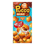 MEIJI Pucca Salty Milk Chocolate-Filled Pretzel Snack, Fish-Shaped Pretzels, 39 g x 10 Boxes