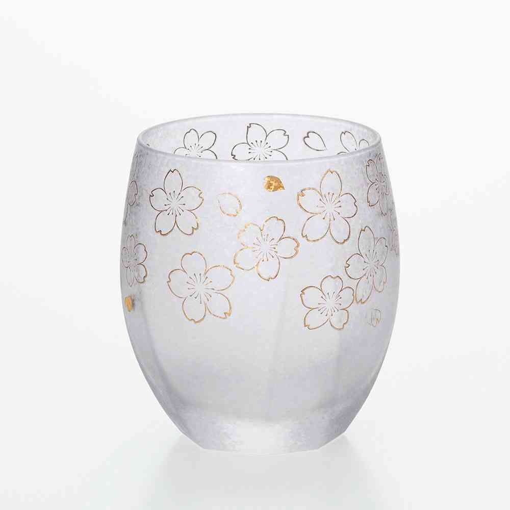ADERIA Gold Sakura Old Fashioned Glass With Cherry Blossoms