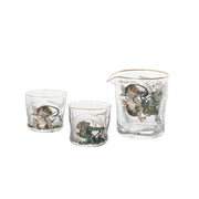 ADERIA Nippon Taste Fujin Raijin Glass Sake Set In A Wooden Box