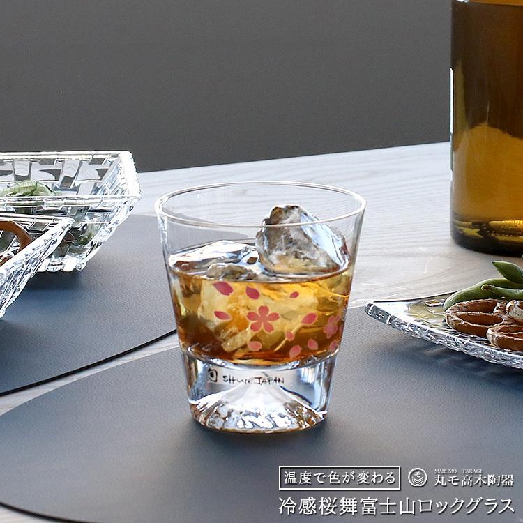 Marumo Takagi Color-Changing Sakura Mt. Fuji Rock Glass 270 ml In Wooden Box