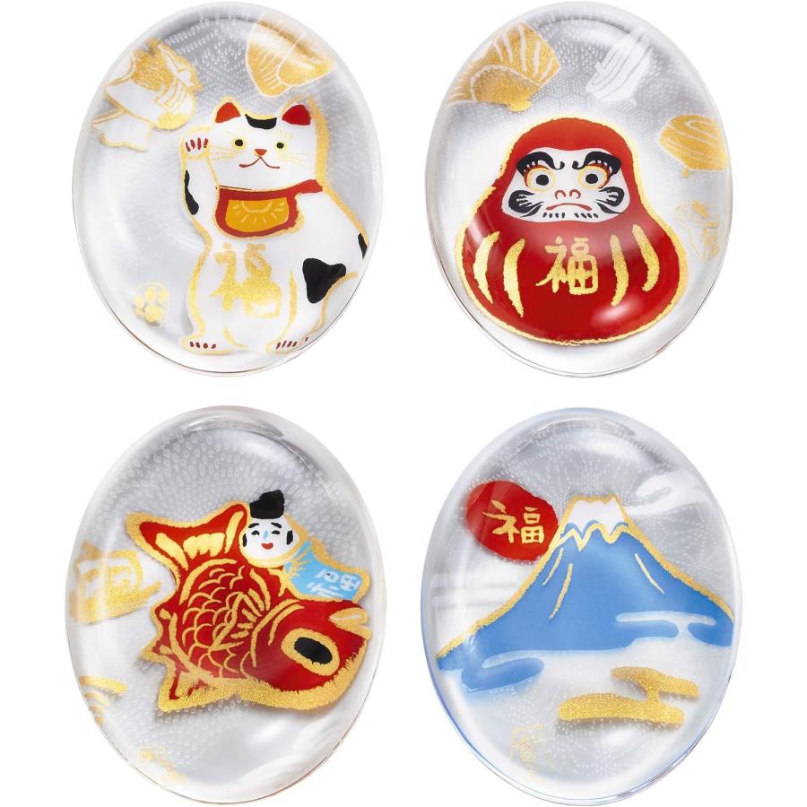 ADERIA Medetamono Lucky Charm Glass Chopstick Rest Set, 4 Designs