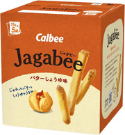 Calbee Jagabee Butter Soy Sauce Potato Sticks, 5 bags of 15 g