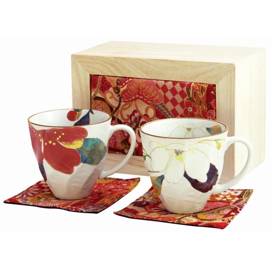 Backyard Family Hanakairo Chirimen Wooden Box Pair Mug And Coaster Set