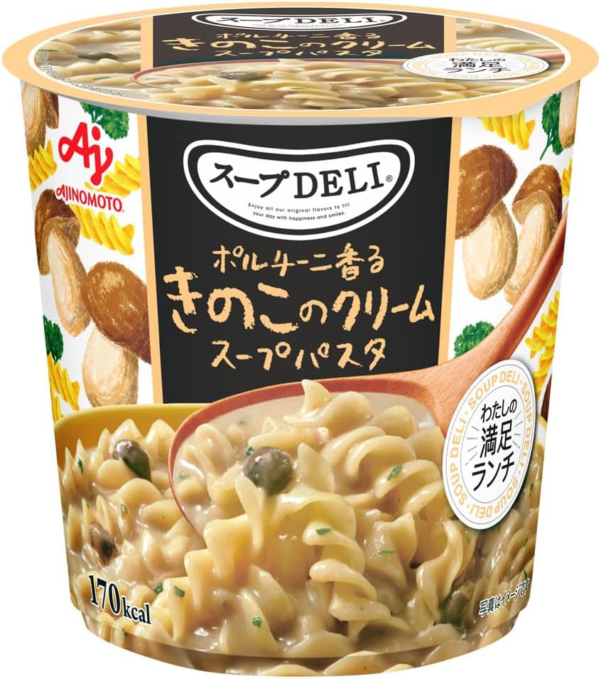 Ajinomoto Porcini Mushroom Cream Instant Soup With Pasta, 1 serving cup