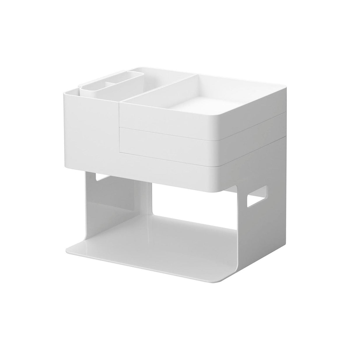 Yamazaki Tower Nail Light and Gel Nail Supplies Case, Case That Stores a Nail Light and Gel Nail Supplies Together With Separate Trays and a Pocket, Fits Lights Up to 25 cm Wide, 26 x 21 x 23.6 cm and 1150 g, White or Black
