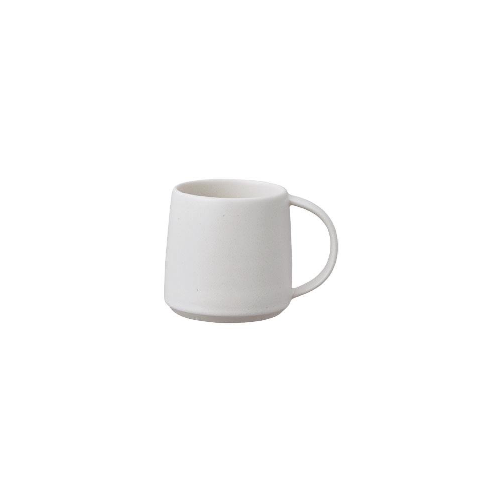 KINTO RIPPLE Porcelain Mug 105 mm, RIPPLE Porcelain Mug 105 mm in White, Beige, Pink or Grey Holding 250 mL, Microwave and dishwasher safe, Made in Japan, 10.5 x 8 x 8 cm and 230 g, White or Beige or Pink or Grey
