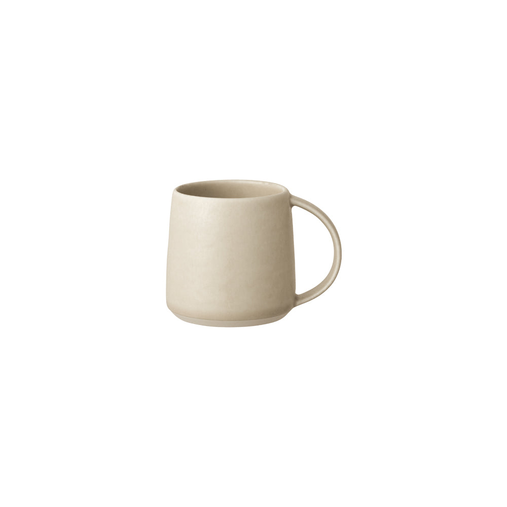 KINTO RIPPLE Porcelain Mug 105 mm, RIPPLE Porcelain Mug 105 mm in White, Beige, Pink or Grey Holding 250 mL, Microwave and dishwasher safe, Made in Japan, 10.5 x 8 x 8 cm and 230 g, White or Beige or Pink or Grey