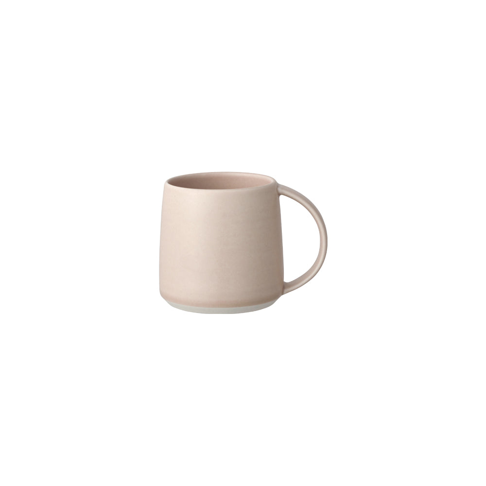 KINTO RIPPLE Porcelain Mug 105 mm, RIPPLE Porcelain Mug 105 mm in White, Beige, Pink or Grey Holding 250 mL, Microwave and dishwasher safe, Made in Japan, 10.5 x 8 x 8 cm and 230 g, White or Beige or Pink or Grey